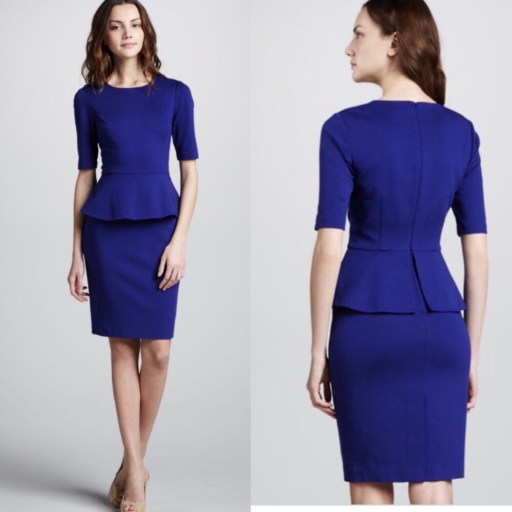 Trina Turk blue peplum dress, size 0/2